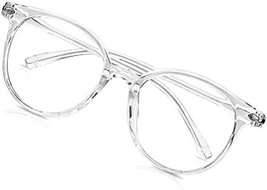 Craebuer Blue Light Glasses, Blue Light Blocking Glasses, Anti EyestrainUV Glare, Fashion Retro Round Lightweight Frame, Computer Gaming Screen Blue Light Blocker for Women Men(Clear.