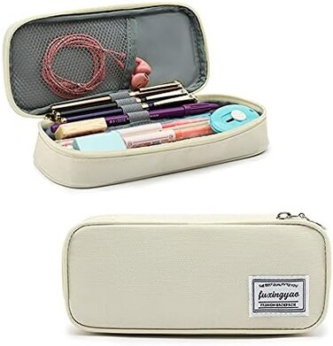 FUXINGYAO Pencil Case, Multi- Slot Pencil Pouch, Portable Pencil Bag, Pen Case forOffice(White.