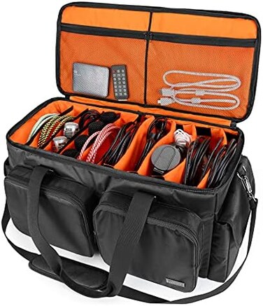 Trunab DJ Cable File Bag with Detachable Padded Bottom and Dividers, Travel Gig Bag for Professional DJ Gear, Musical Instrument and Accessories.