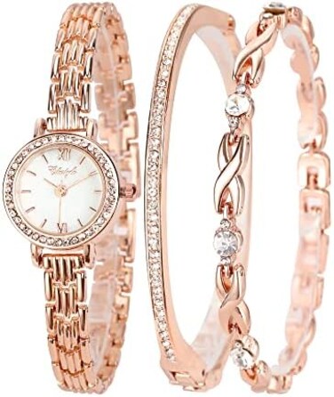 Clastyle Elegant Women's Bracelet Watch Set with Stainless Steel Strap Watch Gift.
