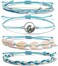 FANCY SHINY Wave Charm Bracelets String Beaded Bracelets Boho Shell Strand Bracelet Set Cute Braid Friendship Bracelets Waterproof Beach Surfer Jewelry for Women Teen Girls Sky Blue.
