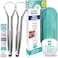 GuruNanda Stainless Steel Tongue Scraper (Pack of 2, Fight Bad Breath, Medical Grade 100% Stainless Steel Tongue Cleaner, Tongue Scraper For Adults and Kids, Great For Oral Care, Travel Friendly.
