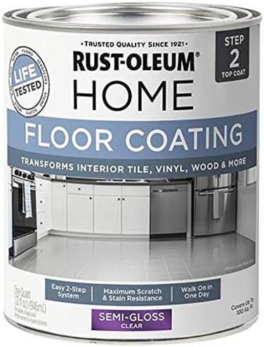 Rust-Oleum 358870 Floor Coating Top Coat, Semi-Gloss Clear 1 Quart.