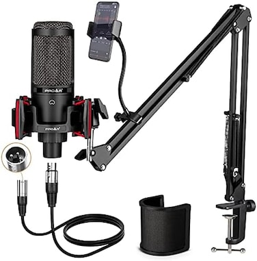 PROAR Condenser Microphone XLR,Professional Studio Recording Microphone for Computer PC,Cardioid Podcast Mic Kit with Boom Arm,Gaming Microphone for Streaming,ASMR,Singing,Voice Over,Vocal,YouTube,Zoo