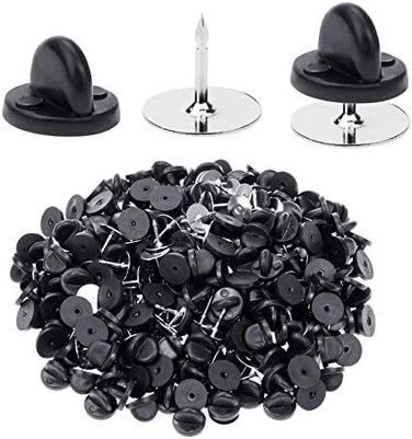 Heliltd 400pcs PVC Rubber Pin Backs Butterfly Clutch Pins Tie Tacks Blank Pins for Uniform Badges Backing Holder Clasp Lapel Pin Enamel Pins(200 Sets.