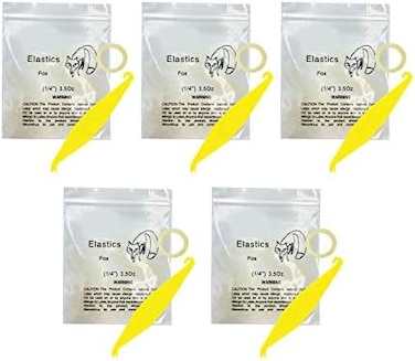 HRASY 1/4 Inch Orthodontic Elastic Rubber Bands, 500 Pack Medium 3. 5 Ounce Rubberbands Dreadlocks Hair Braids Fix Tooth Gap, 5 Pack Free Elastic Placer for Braces.