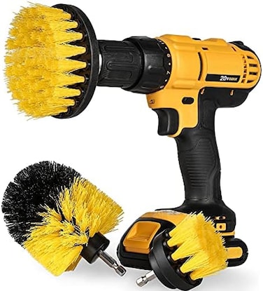 Dsenfurn [3 Pack Set] Auto Detailing Drill Brush Set, Wheel Cleaner Brush, Car Cleaner Wash Brush Supplies Kit Fit Tire, Car Mats, Floor Mat, Bathroom and Auto Power Scrubber Brush Cleaning Sets.