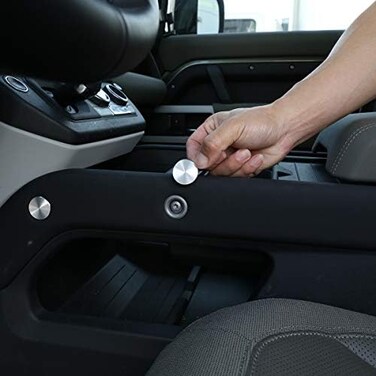 YIWANG Carbon Fiber Car Interior Accessories Gear Console Side Strip Cover Trim for Land Rover Defender 90 110 2020-2022 Replacement Parts (8pcs Screw Protective Cover-Silver.