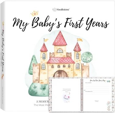 دفتر ذكريات الطفل KeaBabies للسنوات الخمس الأولى - 90 صفحة بغلاف مقوى، كتاب تذكاري للسنة الأولى للأولاد والبنات - سجل قصاصات الطفل - ألبوم الطفل وكتاب الذكريات (أرض القصص الخيالية).