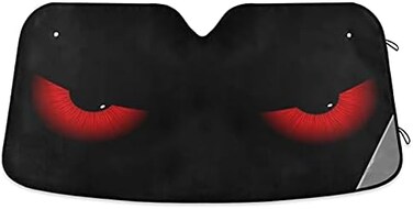 Dussdil Evil Eyes Car Sun Shade Windshield Red Eyes Sunshade Block UV Rays Protector Keep Your Vehicle Cool Sun Window Shield Visor Cover Foldable for Car Truck SUV M.