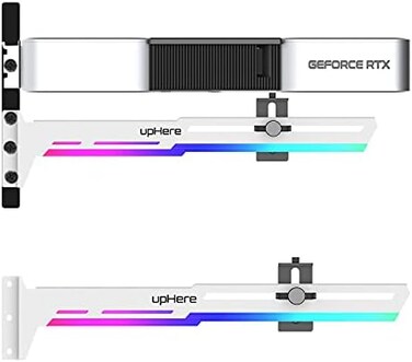 upHere 5V Addressable RGB White Graphics Card GPU Brace Support Video Card Sag Holder,Built-in 5V ARGB Strip,Adjustable Length and Height Support,G276WTARGB.