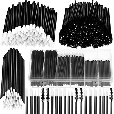 Maitys 263 Pieces Disposable Makeup Applicators Kit, Includes 50 Disposable Eyeliner Brushes 100 Lipstick Applicators Lip Wands 112 Mascara Wands Eyelash Brush with Plastic Organizer Box.