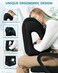 JefDiee Inflatable Travel Pillow, Airplane Neck Pillow Comfortably Supports Head and Chin for Airplanes, Trains, Cars and Office Napping with 3D Eye Mask, Earplugs and Portable Drawstring Bag (Black.
