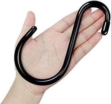 DINGEE 12 Pack 6 in Large Heavy Duty S Hooks,Non Slip Rubber Coated S Hooks for Hanging Plants,7mm Thickness Sturdy Metal Black S Hooks for Closet,Bird Feeders,Kitchen,Large Object,Tools,Bikes.