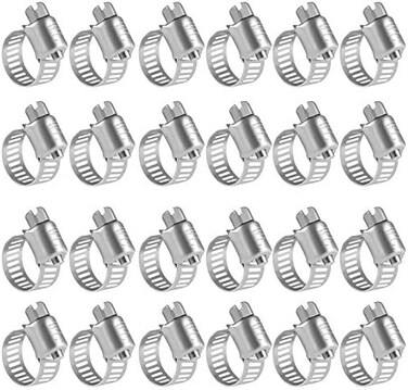 WINLONG 1/2'' Stainless Steel Hose Clamps - 24PK Size 4 Small Worm Gear Drive Hose Clamps Clamping Range 1/4 Inch to 5/8 Inch (6mm-16mmfor Automotive Plumbing, 1/4'' Hose Clamps, 1/2'' Hose Clamps.