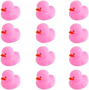 umbresen Pink Rubber Ducks Preschool Bath Toys Bathtub Duckies Gift for Baby Shower Infants Toddlers Car Pool Float Halloween Adults Party Favors Carnival Decorations (Small Pink 2. 2''-12pcs.