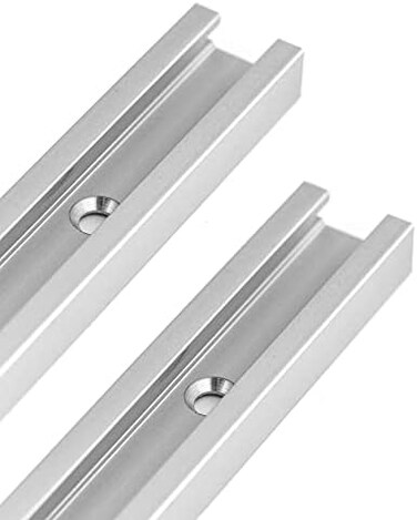 QWORK Aluminum T Track, 2 Pack 12 Inch Universal Double Cut Profile T Track, with Predrilled Mounting Holes and Screws, Woodworking and Fixtures, for Drill Press Table, Router Table.