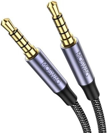 MOSWAG 3. 5mm Audio Cable Male to Male 4 Pole Audio Cable Stereo Aux Cable Auxiliary Cable Aux Cord for Headphones, PS4, Smartphone, Tablets, Headset, PC, Laptop and More.