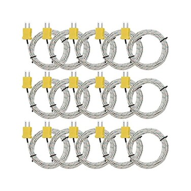 Weewooday 3 Meters K Type Mini-Connector Thermocouple Temperature Probe Sensor Temperature Sensing Line K Type Thermocouple Wire Measure Range -50 to 400 Celsius, Compatible with TM902C/ TES1310 (15 P