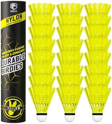EAGLES Badminton Birdies - Nylon Bedminton Shuttlecocks for Baseball/Softball Batting Training - Shuttle Balls for Indoor and Outdoor Matches ~ Highly StableDurable Plastic badmington Birdie Ball set.