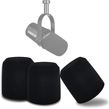 واقي ميكروفون إسفنجي من Boseen لميكروفون Shure MV7، غطاء ميكروفون واقي من الرياح لميكروفون MV7 إسفنجي احترافي للتسجيل، 3 قطع.