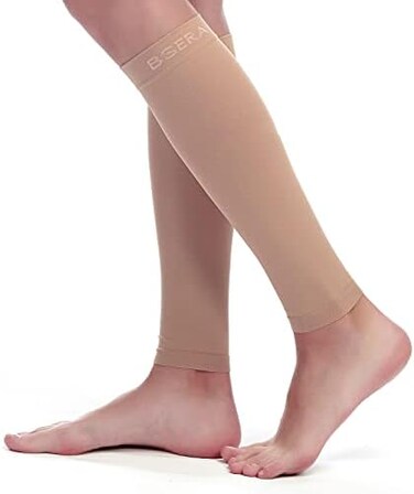 BSERA Calf Compression Sleeve Women, 2 Pairs 20-30mmHg Footless Compression Socks for Swelling Shin Splints Varicose Veins.