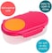 b.box b. box Food Storage Container with Two Sealed compartments and Silicone Material, Reusable Snack Box for Kids with Open or Close Clip (Strawberry Shake.