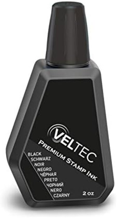 Veltec Premium Refill Ink for use with Self Inking Stamps, Daters and Rubber Stamp Pads, 2 oz (Black.