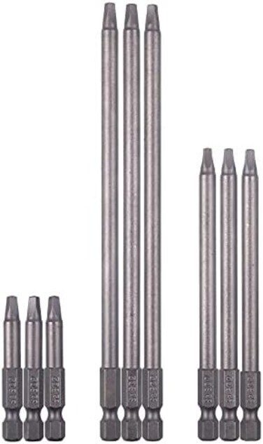Rocaris 9 Pack 1/4 Inch Hex Shank Long Magnetic Square Head Screwdriver Bits Set Power Tools SQ2 For Poket Hole Jig- 2 inch, 4 inch, 6 inch.