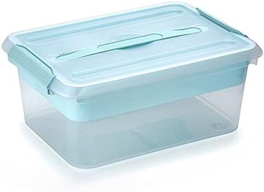 BTsky StackCarry Box, Clear Plastic Storage Container Stackable Home Utility Box with Removable Tray Multi-Purpose Storage Bin for Organizing Stationery, Sewing, Art Craft Supplies(Blue.
