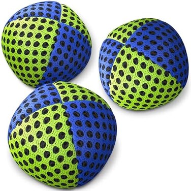 speevers Juggling Balls for Beginners and Professionals Set of 3, 14 Colors Available, 2 Layers of Net and Carry Case, Xballs Juggling Balls (Blue - Yellow, 4. 2 oz.