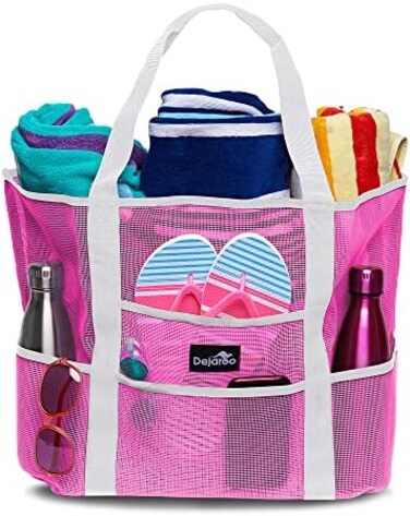 Dejaroo Mesh Beach Bag - Lightweight Tote Bag For ToysVacation Essentials.
