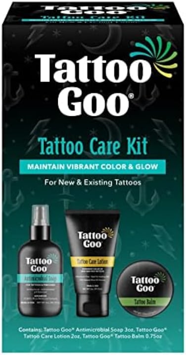 Tattoo Goo Aftercare Kit Includes Antimicrobial Soap, Balm, and Lotion, Tattoo Care for Color EnhancementQuick Healing - Vegan, Cruelty-Free, Petroleum-Free (3 Piece Set.