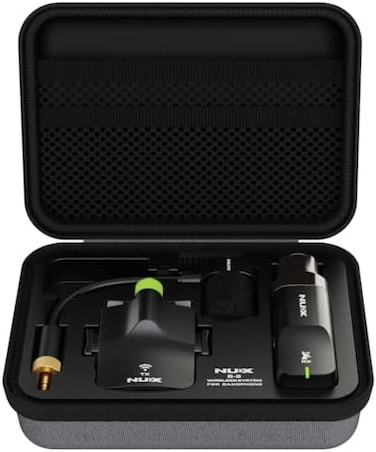 NUX B-6 Saxophone Wireless System with Charging Case,Operation Range of 20 Meters,High-Resolution 24- bit/44. 1kHz Audio,2. 4GHz Wireless Saxophone Microphone.