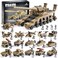 MISTBUY WW2 Army Building Blocks Toys Set Compatible with Lego, Create a German Dora Cannon or 16 Small Military Vehicles, with 20 Toy Soldiers, for Boys Kids Age 6 7 8 Year Old.