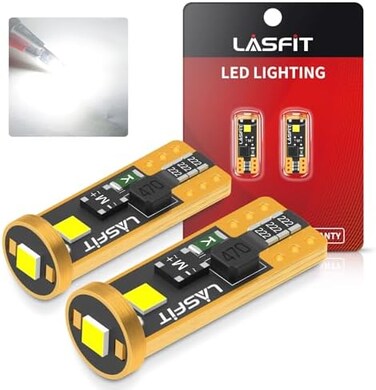 مصباح LASFIT 194 LED أبيض 6000K، T10 168 2825 W5W بديل لمصباح القبة، ومصباح الخريطة، ومصباح الباب، ومصباح الترحيب، ومصباح لوحة الترخيص، ومصباح صندوق السيارة - فائق السطوع (عبوة من 2).