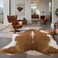 BENRON Premium Faux Cowhide Rug, Cow Print, Rustic Western Rugs for Living Room Bedroom, Irregular Animal Skin Hides, 4. 6 x 5. 2ft, Anti-Skid Cool Carpets for Cowboy Cowgirl Home Decor, Khaki Brown.