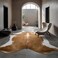 BENRON Premium Faux Cowhide Rug, Cow Print, Rustic Western Rugs for Living Room Bedroom, Irregular Animal Skin Hides, 4. 6 x 5. 2ft, Anti-Skid Cool Carpets for Cowboy Cowgirl Home Decor, Khaki Brown.
