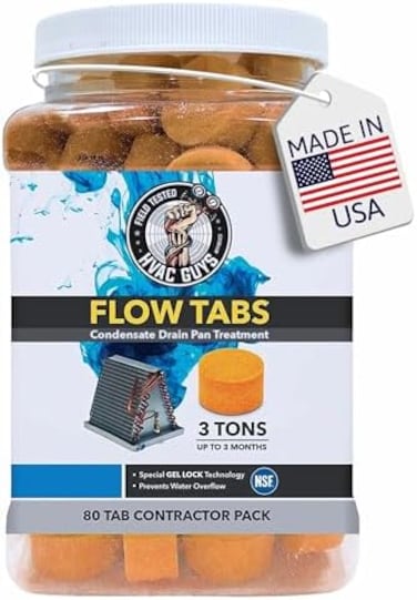 Leak Saver HVAC Guys Flow Tabs with Gel Lock Technology - 80 Pack - Keep Drain Pans Clean, Prevent Overflow, 3 Ton Tab Lasts up to 3 Months - 1 Tab is Equal to 18 Regular Tablets (1,440 Total- Made in