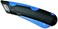 Veltec Self-Retracting Blade Safety Cutter, Left and Right Edge Guide, 3 Depth Setting, Preloaded with 2 Blades - Black/Blue (VC900.