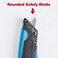 Veltec Self-Retracting Blade Safety Cutter, Left and Right Edge Guide, 3 Depth Setting, Preloaded with 2 Blades - Black/Blue (VC900.