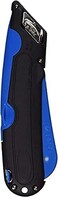 Veltec Self-Retracting Blade Safety Cutter, Left and Right Edge Guide, 3 Depth Setting, Preloaded with 2 Blades - Black/Blue (VC900.