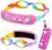 RUIGAO Swim Goggles For Kids 6-14, Kids Goggles for Swimming, Rainbow Swim Goggles with Strap Cover for Girls （ MermaidUnicorn.