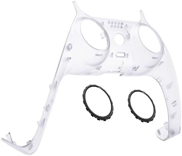 eXtremeRate Clear Decorative Trim Shell Compatible with p s 5 Controller, DIY Replacement Clip Shell, Custom Plates Cover Compatible with p s 5 Controller with Accent Rings.