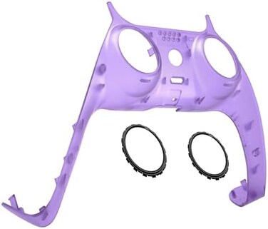eXtremeRate Clear Atomic Purple Decorative Trim Shell Compatible with p s 5 Controller, DIY Replacement Clip Shell, Custom Plates Cover Compatible with p s 5 Controller with Accent Rings.