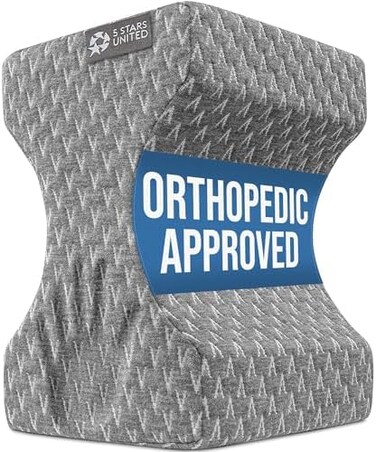 5 STARS UNITED Knee Pillow for Sleeping - Leg Pillow 100% Memory Foam - Leg Pillows for Sleeping on Side - Knee Support Pillow - Knee Cushions for Sleeping - Hip Support Pillow Contour.