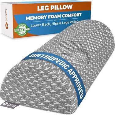 5 STARS UNITED Knee Pillow for Back Sleeping - Memory Foam Bolster Pillow for Legs and for Back Pain - Under Knee Pillow for Sleeping on Back - Half Moon Pillow - Roll Knee Support Pillows for Bed.