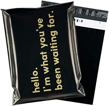 RUSPEPA Poly Mailer Shipping Bag with Self Sealing, Business Text Printed Design 2. 3 Mil Heavy Duty Self Seal Mailing Envelopes, 100 Pack 10 x 13 inches, Black.