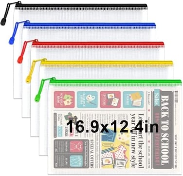 Umriox 5PCS Mesh Zipper Pouch 16. 9x12. 4 in, Zipper Bags, Extra Thick, Zipper Pouches for Organizing, Large Storage Bags for Puzzles Organizing.