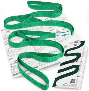 Trideer Stretching Strap Yoga Strap for Physical Therapy, Pilates, Exercise, 10 Loops, Green, Polyester.
